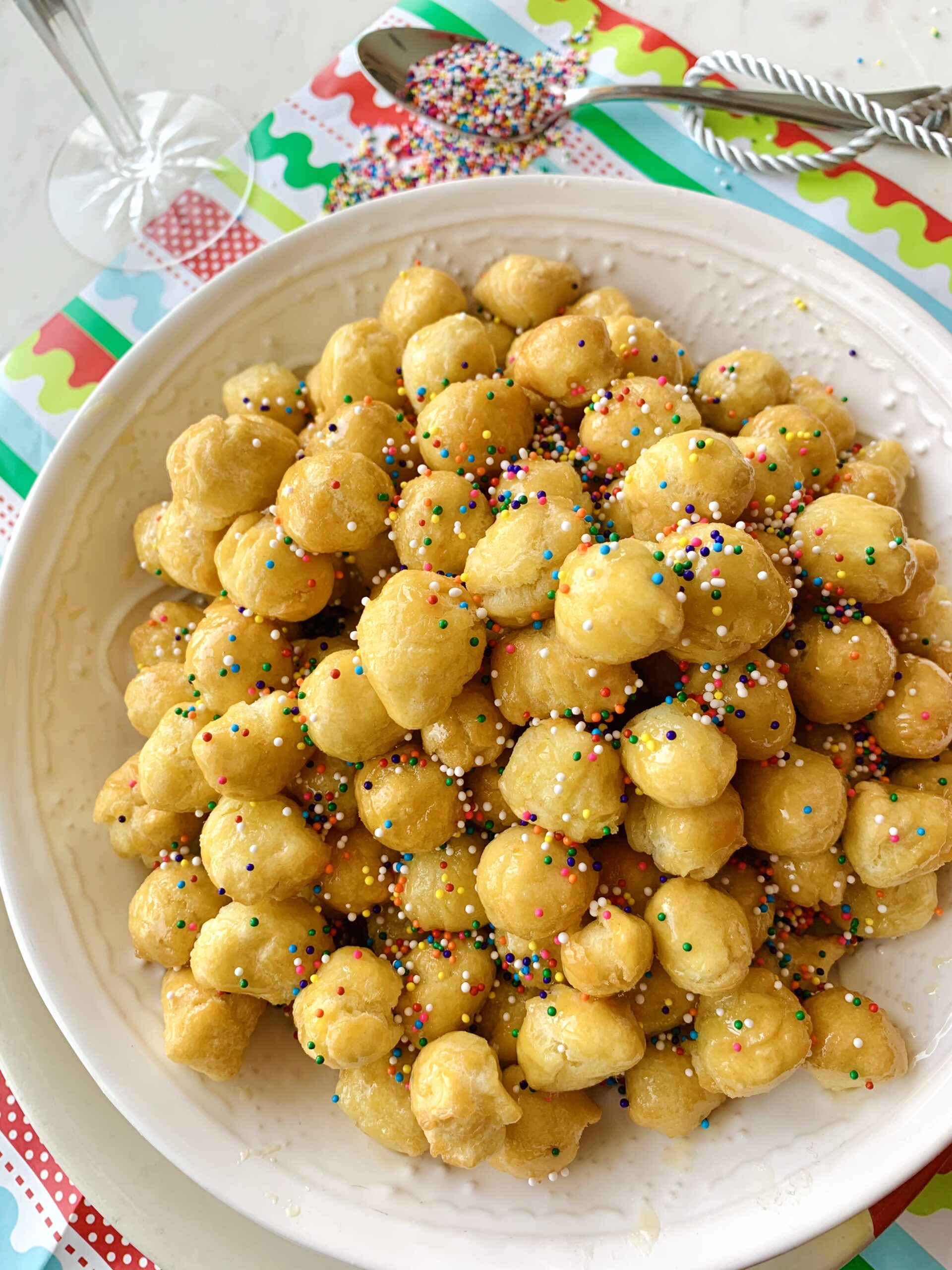 Struffoli Italian Honey Balls with Orange Blossom Honey - A Perfect Feast