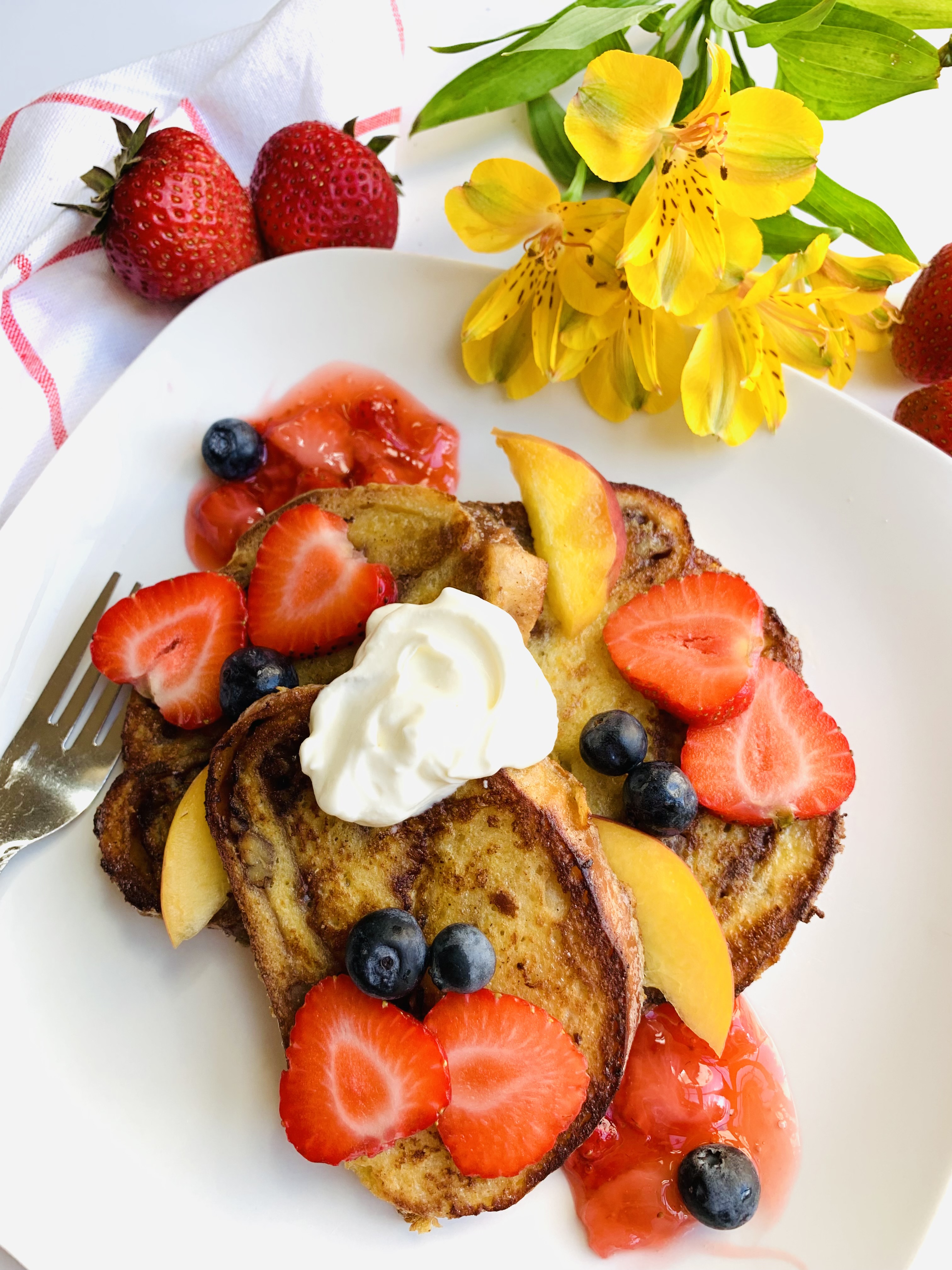 Fruity Babka French Toast With Strawberry Syrup - A Perfect Feast