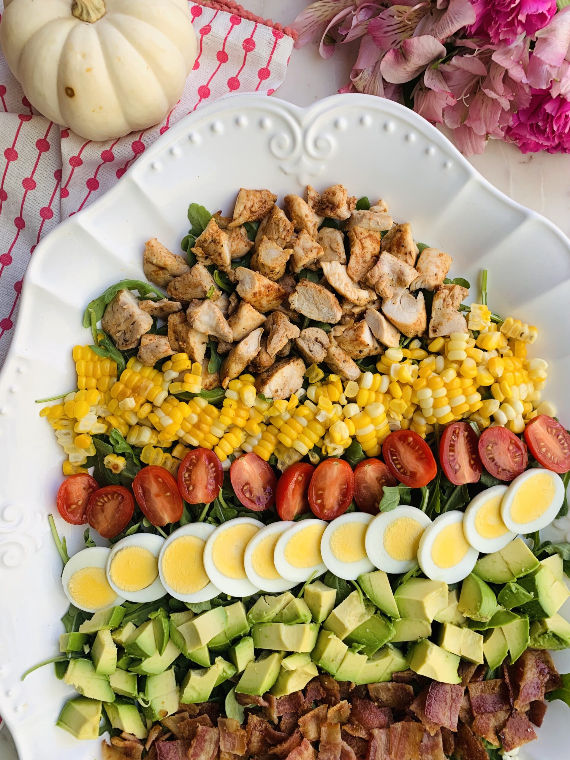 Spring Cobb Salad with Raspberry Vinaigrette Dressing - Fit Foodie